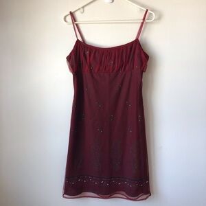 Y2K babydoll dress sheer mesh printed overlay ruched top. Spaghetti straps.